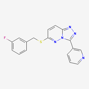 molecular formula C17H12FN5S B2889203 6-[(3-氟苯基)甲硫基]-3-吡啶-3-基-[1,2,4]三唑并[4,3-b]哒嗪 CAS No. 868969-08-8