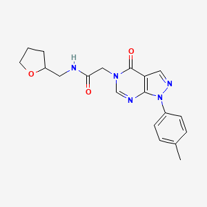 molecular formula C19H21N5O3 B2889209 2-[1-(4-甲苯基)-4-氧代吡唑并[3,4-d]嘧啶-5-基]-N-(氧杂环丁烷-2-基甲基)乙酰胺 CAS No. 863446-83-7