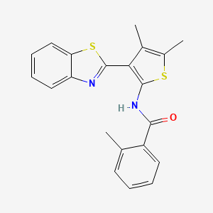 molecular formula C21H18N2OS2 B2889230 N-(3-(benzo[d]thiazol-2-yl)-4,5-dimethylthiophen-2-yl)-2-methylbenzamide CAS No. 886959-95-1