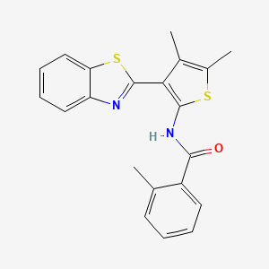 molecular formula C21H18N2OS2 B2889230 N-(3-(苯并[d]噻唑-2-基)-4,5-二甲基噻吩-2-基)-2-甲基苯甲酰胺 CAS No. 886959-95-1