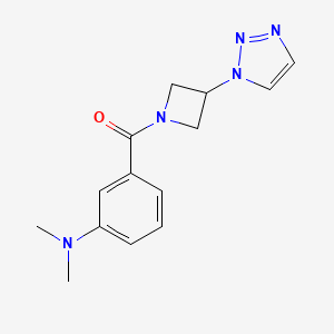 molecular formula C14H17N5O B2889233 (3-(1H-1,2,3-triazol-1-yl)azetidin-1-yl)(3-(dimethylamino)phenyl)methanone CAS No. 2034449-46-0