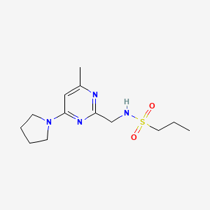 B2889235 N-((4-methyl-6-(pyrrolidin-1-yl)pyrimidin-2-yl)methyl)propane-1-sulfonamide CAS No. 1797291-76-9
