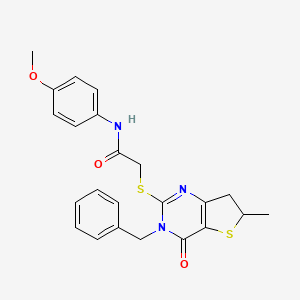 2-((3-benzyl-6-methyl-4-oxo-3,4,6,7-tetrahydrothieno[3,2-d]pyrimidin-2-yl)thio)-N-(4-methoxyphenyl)acetamide