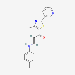 molecular formula C19H17N3OS B2889243 (2E)-1-[4-methyl-2-(pyridin-3-yl)-1,3-thiazol-5-yl]-3-[(4-methylphenyl)amino]prop-2-en-1-one CAS No. 1823194-79-1