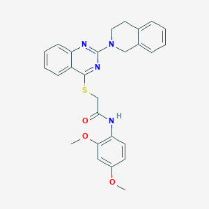 molecular formula C27H26N4O3S B2889252 2-((2-(3,4-二氢异喹啉-2(1H)-基)喹唑啉-4-基)硫代)-N-(2,4-二甲氧基苯基)乙酰胺 CAS No. 1111983-86-8