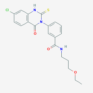 molecular formula C20H20ClN3O3S B2889258 3-(7-chloro-4-oxo-2-sulfanylidene-1H-quinazolin-3-yl)-N-(3-ethoxypropyl)benzamide CAS No. 422277-99-4