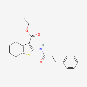 molecular formula C20H23NO3S B2889263 Ethyl 2-[(3-phenylpropanoyl)amino]-4,5,6,7-tetrahydro-1-benzothiophene-3-carboxylate CAS No. 329226-56-4