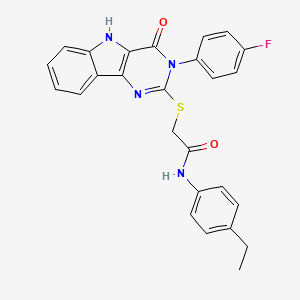 N-(4-ethylphenyl)-2-((3-(4-fluorophenyl)-4-oxo-4,5-dihydro-3H-pyrimido[5,4-b]indol-2-yl)thio)acetamide