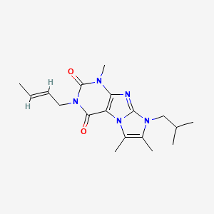 molecular formula C18H25N5O2 B2889265 (E)-3-(but-2-en-1-yl)-8-isobutyl-1,6,7-trimethyl-1H-imidazo[2,1-f]purine-2,4(3H,8H)-dione CAS No. 915931-98-5