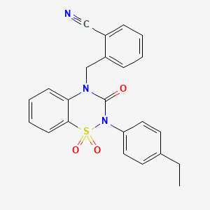2-((2-(4-ethylphenyl)-1,1-dioxido-3-oxo-2H-benzo[e][1,2,4]thiadiazin-4(3H)-yl)methyl)benzonitrile