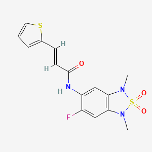 molecular formula C15H14FN3O3S2 B2889276 (E)-N-(6-fluoro-1,3-dimethyl-2,2-dioxido-1,3-dihydrobenzo[c][1,2,5]thiadiazol-5-yl)-3-(thiophen-2-yl)acrylamide CAS No. 2035003-59-7