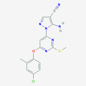 molecular formula C16H13ClN6OS B288928 5-amino-1-[6-(4-chloro-2-methylphenoxy)-2-(methylthio)pyrimidin-4-yl]-1H-pyrazole-4-carbonitrile 