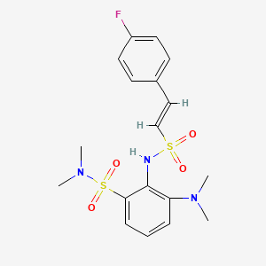 molecular formula C18H22FN3O4S2 B2889286 3-(Dimethylamino)-2-[[(E)-2-(4-fluorophenyl)ethenyl]sulfonylamino]-N,N-dimethylbenzenesulfonamide CAS No. 1808427-09-9