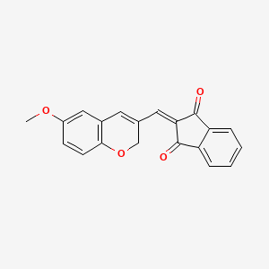 molecular formula C20H14O4 B2889293 2-[(6-methoxy-2H-chromen-3-yl)methylidene]indene-1,3-dione CAS No. 866144-90-3