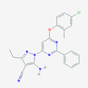 molecular formula C23H19ClN6O B288930 5-amino-1-[6-(4-chloro-2-methylphenoxy)-2-phenylpyrimidin-4-yl]-3-ethyl-1H-pyrazole-4-carbonitrile 