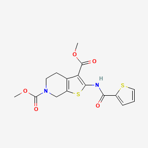 molecular formula C16H16N2O5S2 B2889301 2-(噻吩-2-甲酰胺)-4,5-二氢噻吩并[2,3-c]吡啶-3,6(7H)-二甲酸二甲酯 CAS No. 886938-05-2