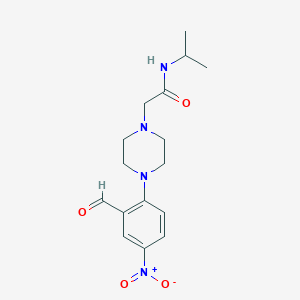 molecular formula C16H22N4O4 B2889306 2-[4-(2-甲酰-4-硝基苯基)哌嗪-1-基]-N-丙-2-基乙酰胺 CAS No. 848299-06-9