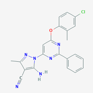 molecular formula C22H17ClN6O B288931 5-amino-1-[6-(4-chloro-2-methylphenoxy)-2-phenylpyrimidin-4-yl]-3-methyl-1H-pyrazole-4-carbonitrile 