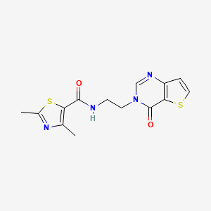molecular formula C14H14N4O2S2 B2889317 2,4-dimethyl-N-(2-(4-oxothieno[3,2-d]pyrimidin-3(4H)-yl)ethyl)thiazole-5-carboxamide CAS No. 1904199-39-8