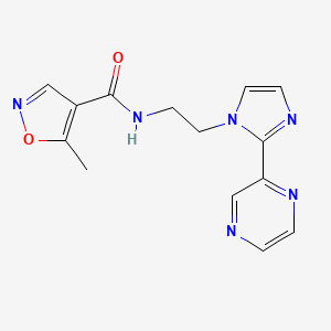 molecular formula C14H14N6O2 B2889318 5-甲基-N-(2-(2-(吡嗪-2-基)-1H-咪唑-1-基)乙基)异恶唑-4-甲酰胺 CAS No. 2034234-39-2