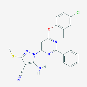 5-Amino-1-[6-(4-chloro-2-methylphenoxy)-2-phenylpyrimidin-4-yl]-3-methylsulfanylpyrazole-4-carbonitrile