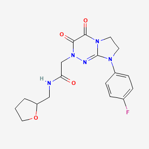 molecular formula C18H20FN5O4 B2889323 2-(8-(4-fluorophenyl)-3,4-dioxo-3,4,7,8-tetrahydroimidazo[2,1-c][1,2,4]triazin-2(6H)-yl)-N-((tetrahydrofuran-2-yl)methyl)acetamide CAS No. 941887-94-1