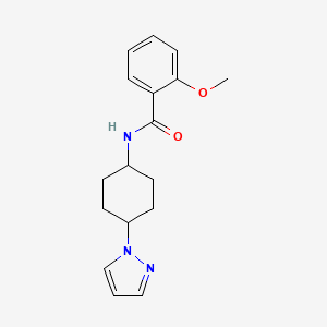 molecular formula C17H21N3O2 B2889329 2-methoxy-N-[4-(1H-pyrazol-1-yl)cyclohexyl]benzamide CAS No. 2097912-01-9