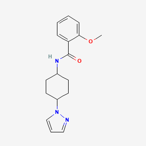 molecular formula C17H21N3O2 B2889329 2-甲氧基-N-[4-(1H-吡唑-1-基)环己基]苯甲酰胺 CAS No. 2097912-01-9