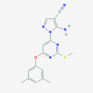 molecular formula C17H16N6OS B288933 5-Amino-1-[6-(3,5-dimethylphenoxy)-2-methylsulfanylpyrimidin-4-yl]pyrazole-4-carbonitrile 