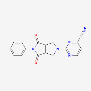 molecular formula C17H13N5O2 B2889331 2-(4,6-Dioxo-5-phenyl-1,3,3a,6a-tetrahydropyrrolo[3,4-c]pyrrol-2-yl)pyrimidine-4-carbonitrile CAS No. 2415524-67-1