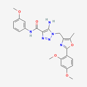 molecular formula C23H24N6O5 B2889342 5-amino-1-{[2-(2,4-dimethoxyphenyl)-5-methyl-1,3-oxazol-4-yl]methyl}-N-(3-methoxyphenyl)-1H-1,2,3-triazole-4-carboxamide CAS No. 1112433-93-8