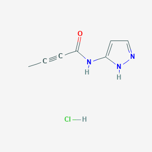 molecular formula C7H8ClN3O B2889349 N-(1H-Pyrazol-5-yl)but-2-ynamide;hydrochloride CAS No. 2567502-64-9