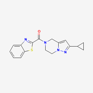 molecular formula C17H16N4OS B2889355 benzo[d]thiazol-2-yl(2-cyclopropyl-6,7-dihydropyrazolo[1,5-a]pyrazin-5(4H)-yl)methanone CAS No. 2034555-70-7