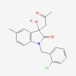 molecular formula C19H18ClNO3 B2889359 1-[(2-chlorophenyl)methyl]-3-hydroxy-5-methyl-3-(2-oxopropyl)-2,3-dihydro-1H-indol-2-one CAS No. 879044-55-0
