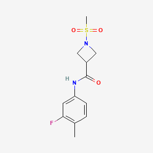 molecular formula C12H15FN2O3S B2889365 N-(3-fluoro-4-methylphenyl)-1-(methylsulfonyl)azetidine-3-carboxamide CAS No. 1448130-41-3