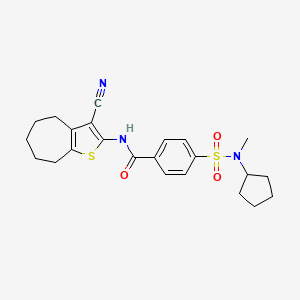 molecular formula C23H27N3O3S2 B2889370 N-(3-cyano-5,6,7,8-tetrahydro-4H-cyclohepta[b]thiophen-2-yl)-4-(N-cyclopentyl-N-methylsulfamoyl)benzamide CAS No. 899982-70-8