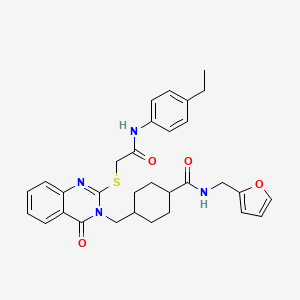 molecular formula C31H34N4O4S B2889379 4-((2-((2-((4-ethylphenyl)amino)-2-oxoethyl)thio)-4-oxoquinazolin-3(4H)-yl)methyl)-N-(furan-2-ylmethyl)cyclohexanecarboxamide CAS No. 422292-77-1