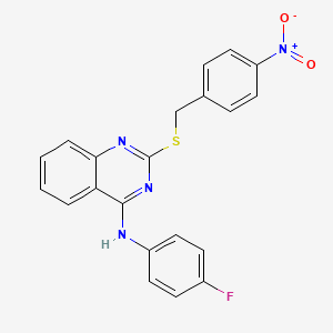 molecular formula C21H15FN4O2S B2889382 N-(4-fluorophenyl)-2-[(4-nitrophenyl)methylsulfanyl]quinazolin-4-amine CAS No. 688355-68-2