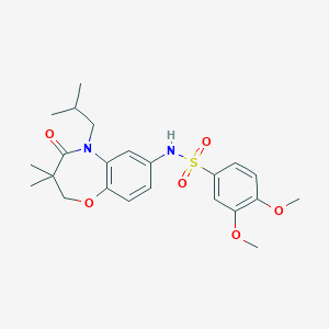 molecular formula C23H30N2O6S B2889389 N-(5-isobutyl-3,3-dimethyl-4-oxo-2,3,4,5-tetrahydrobenzo[b][1,4]oxazepin-7-yl)-3,4-dimethoxybenzenesulfonamide CAS No. 922132-66-9