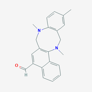 molecular formula C22H22N2O B288940 8,11,14-Trimethyl-7,8,13,14-tetrahydronaphtho[2,1-c][1,5]benzodiazocine-5-carbaldehyde 