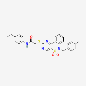 molecular formula C28H26N4O3S2 B2889404 N-(4-乙基苯基)-2-{[6-(4-甲基苄基)-5,5-二氧化-6H-嘧啶并[5,4-c][2,1]苯并噻嗪-2-基]硫代}乙酰胺 CAS No. 1115570-39-2