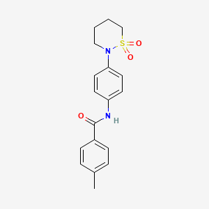 molecular formula C18H20N2O3S B2889406 N-[4-(1,1-二氧噻嗪-2-基)苯基]-4-甲基苯甲酰胺 CAS No. 899979-90-9
