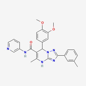 molecular formula C27H26N6O3 B2889411 7-(3,4-二甲氧基苯基)-5-甲基-N-(吡啶-3-基)-2-(间甲苯基)-4,7-二氢-[1,2,4]三唑并[1,5-a]嘧啶-6-甲酰胺 CAS No. 538348-76-4