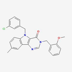 molecular formula C26H22ClN3O2 B2889414 5-(3-氯苄基)-3-(2-甲氧基苄基)-8-甲基-3H-嘧啶并[5,4-b]吲哚-4(5H)-酮 CAS No. 1189938-35-9