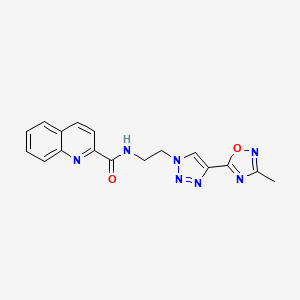 molecular formula C17H15N7O2 B2889416 N-(2-(4-(3-methyl-1,2,4-oxadiazol-5-yl)-1H-1,2,3-triazol-1-yl)ethyl)quinoline-2-carboxamide CAS No. 2034570-14-2