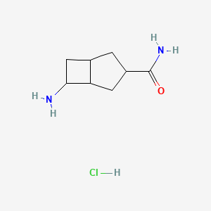 molecular formula C8H15ClN2O B2889421 6-Aminobicyclo[3.2.0]heptane-3-carboxamide hydrochloride CAS No. 2155855-85-7