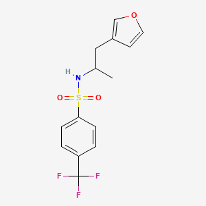 molecular formula C14H14F3NO3S B2889426 N-(1-(呋喃-3-基)丙烷-2-基)-4-(三氟甲基)苯磺酰胺 CAS No. 1795301-25-5