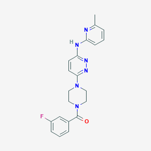 molecular formula C21H21FN6O B2889435 (3-Fluorophenyl)(4-(6-((6-methylpyridin-2-yl)amino)pyridazin-3-yl)piperazin-1-yl)methanone CAS No. 1021038-58-3