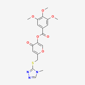 molecular formula C19H19N3O7S B2889448 6-(((4-methyl-4H-1,2,4-triazol-3-yl)thio)methyl)-4-oxo-4H-pyran-3-yl 3,4,5-trimethoxybenzoate CAS No. 896312-63-3