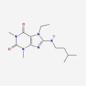 molecular formula C14H23N5O2 B2889456 7-乙基-8-(异戊氨基)-1,3-二甲基-1H-嘌呤-2,6(3H,7H)-二酮 CAS No. 923113-80-8